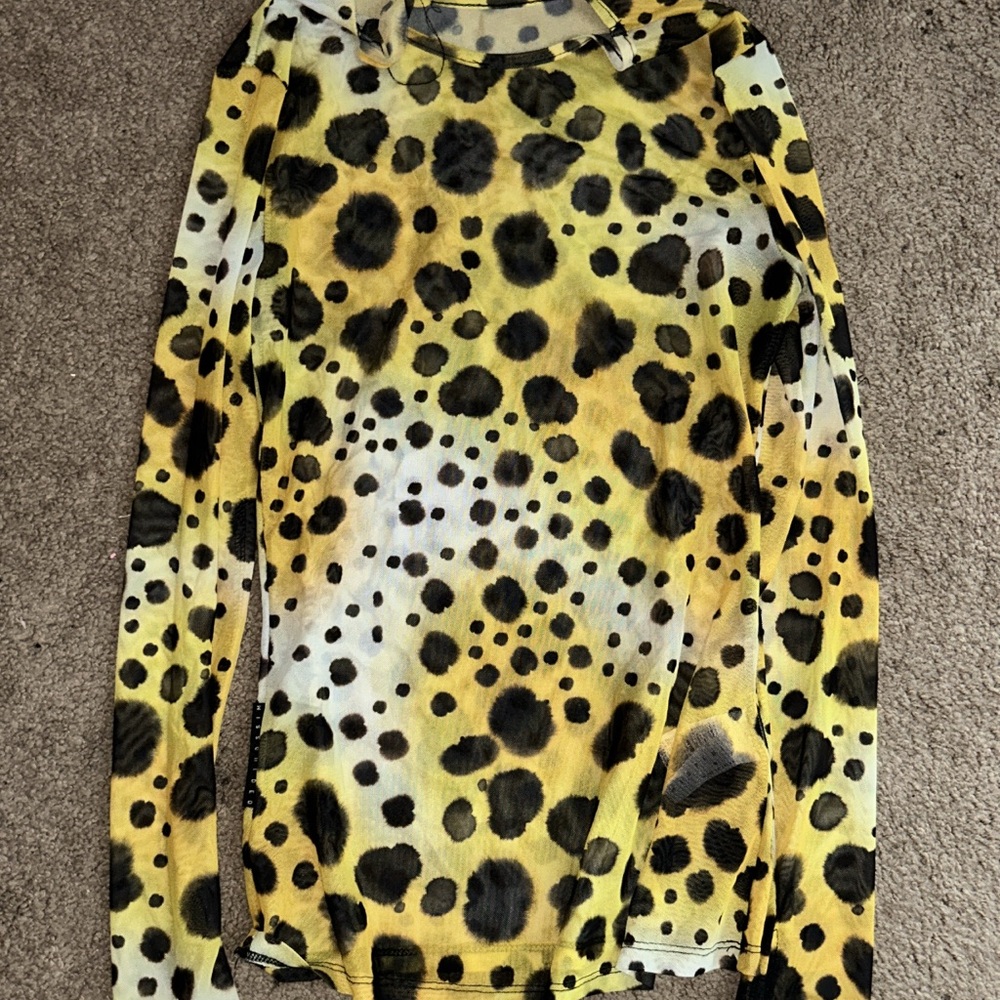 Yellow leopard/cheetah inspired mesh top